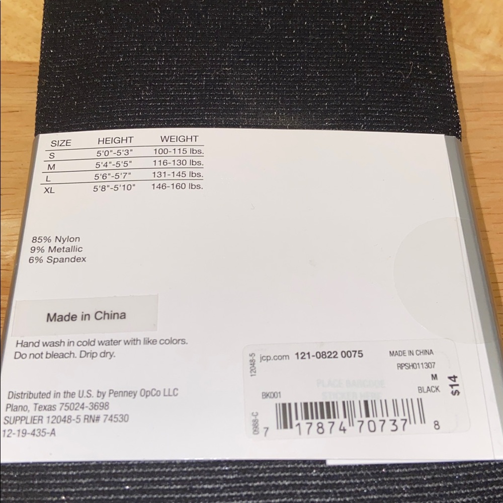 Mixit Black Lurex Metallic Opaque Fashion Footed Tights Size Medium. - Picture 4 of 4